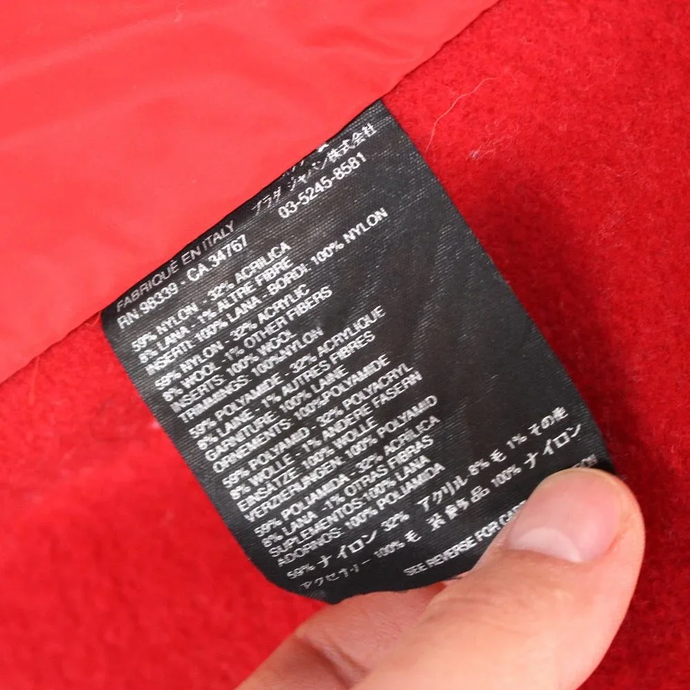 PRADA Sport Red Jacket Zip Up Collared Fleece Lined Nylon Trim Large Wool Top L - Picture 8 of 8